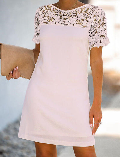 Vestido Recto de Verano con Encaje Calado y Cuello Redondo - Image 10