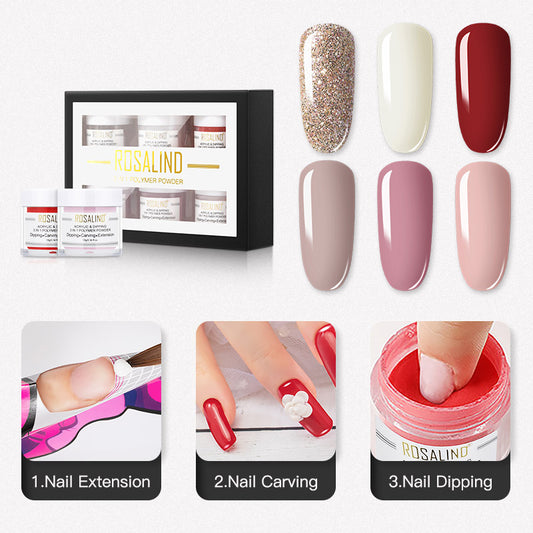 Kit Profesional 3 en 1 de Polvos Acrílicos y Dipping para Diseño de Uñas