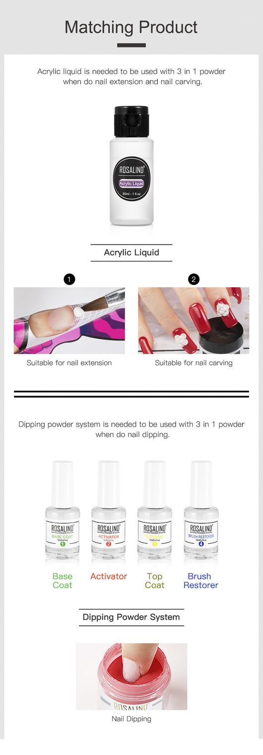 Kit Profesional 3 en 1 de Polvos Acrílicos y Dipping para Diseño de Uñas - Image 4