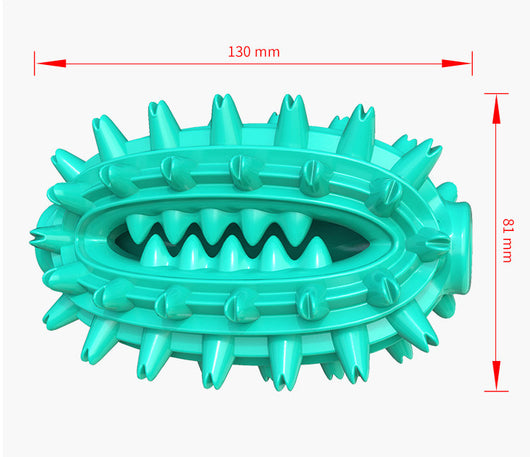 Two yellow spiky TPR dog chew toys with green and white braided rope, designed for dental cleaning. - Image 5