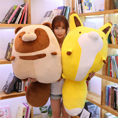 Peluches Adorables de Mapache y Zorro - Almohadas Suaves para Bebés y Decoración