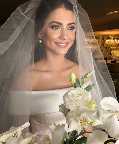 Vestido de Novia Satén Línea A Hombros Descubiertos con Cola Barrida - Image 14