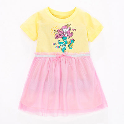 Vestido de Malla para Niña con Mangas Cortas