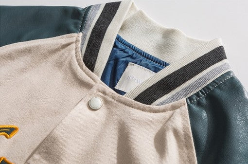 Chaqueta Preppy Estilo Béisbol Japonés con Parches de Contraste - Image 12