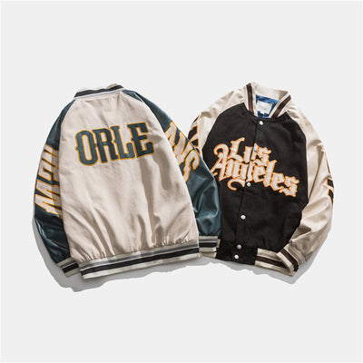 Chaqueta Preppy Estilo Béisbol Japonés con Parches de Contraste - Image 8