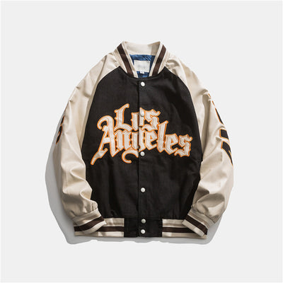 Chaqueta Preppy Estilo Béisbol Japonés con Parches de Contraste - Image 3