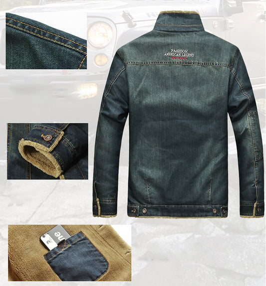 Chamarra de Mezclilla para Hombre Talla Grande con Forro de Felpa - Image 2