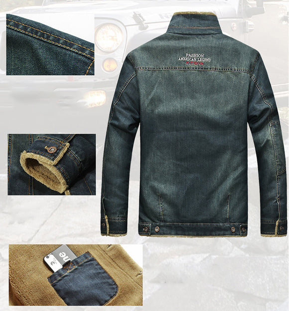 Chamarra de Mezclilla para Hombre Talla Grande con Forro de Felpa
