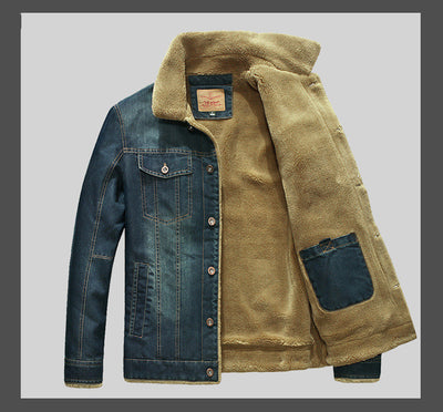 Chamarra de Mezclilla para Hombre Talla Grande con Forro de Felpa - Image 4
