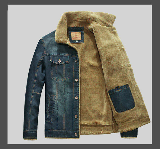 Chamarra de Mezclilla para Hombre Talla Grande con Forro de Felpa - Image 4