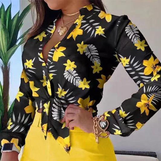 Blusa Elegante de Manga Larga con Cuello Tipo Polo para Mujer - Image 2