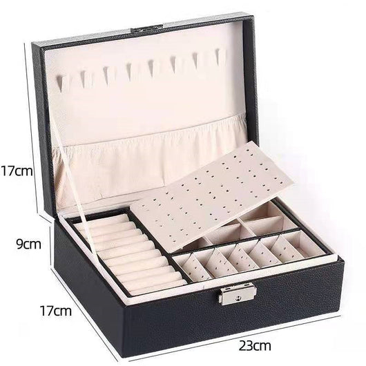 Caja Organizadora de Joyas y Relojes en Cuero PU Doble Capa