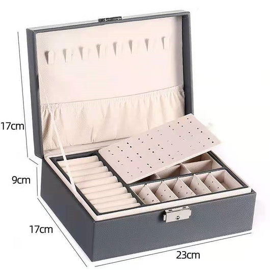 Caja Organizadora de Joyas y Relojes en Cuero PU Doble Capa - Image 5