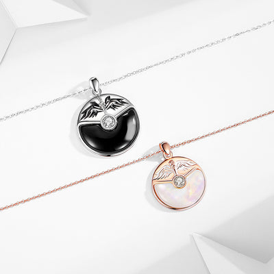 Collar de Pareja Alas de Ángel en Plata Esterlina con Ágata Negra - Regalo Lujo para San Valentín - Image 9