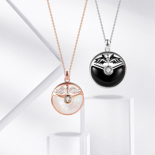 Collar de Pareja Alas de Ángel en Plata Esterlina con Ágata Negra - Regalo Lujo para San Valentín - Image 8