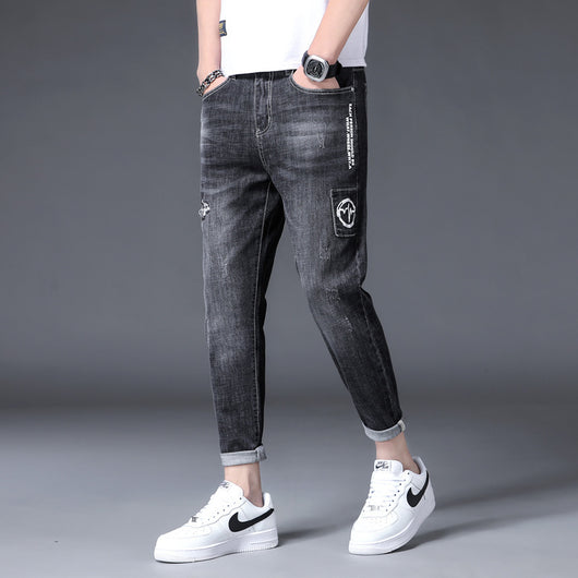 Pantalones Vaqueros Rotos con Estampado en los Pies - Image 2