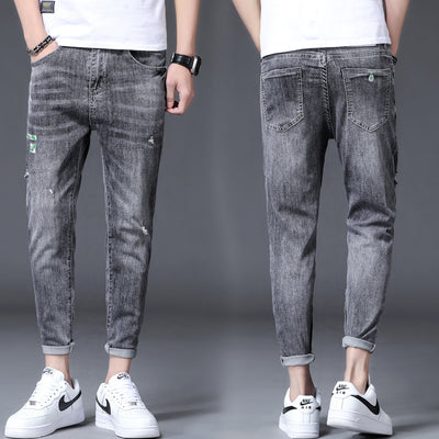 Pantalones Vaqueros Rotos con Estampado en los Pies