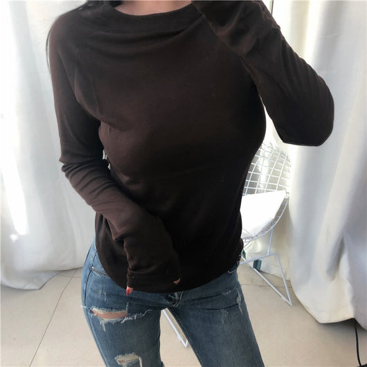 Camiseta Básica Manga Larga Color Sólido - Image 10