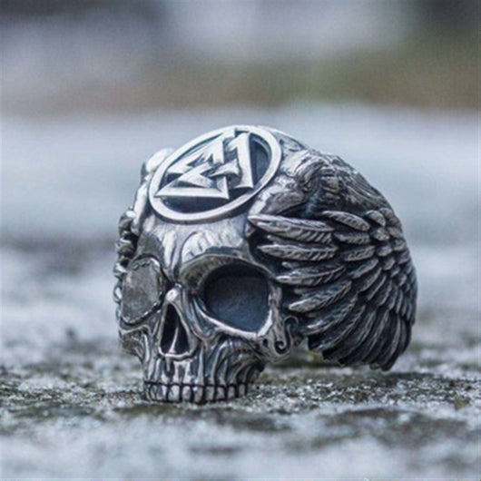 Anillo Viking Odín con Cuervos Acero Inoxidable - Valknut y Calavera Nórdica - Image 3