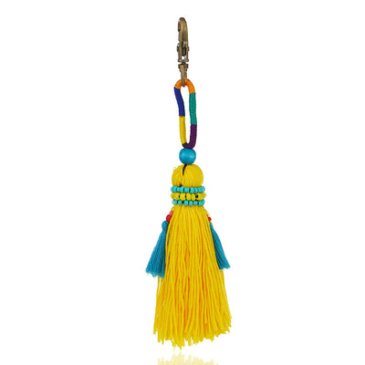 Colgante Bohemio Tejido a Mano con Cuentas, Lana Colorida y Borlas Artesanales - Image 13
