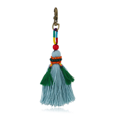 Colgante Bohemio Tejido a Mano con Cuentas, Lana Colorida y Borlas Artesanales - Image 10