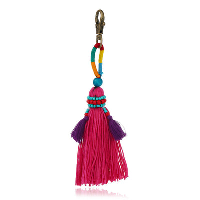 Colgante Bohemio Tejido a Mano con Cuentas, Lana Colorida y Borlas Artesanales - Image 11