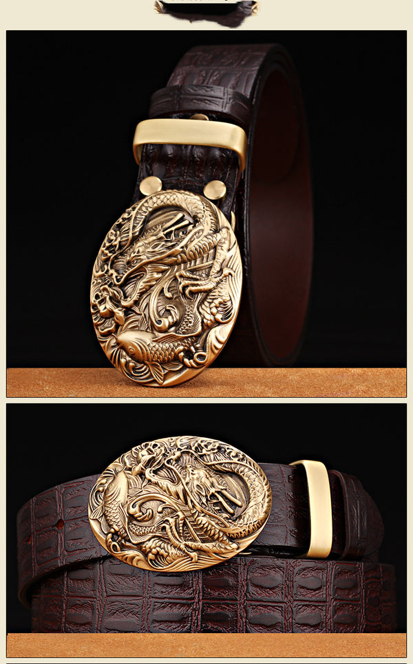 Cinturón de Cuero Casual con Hebilla Elegante - Estilo Retro Moderno