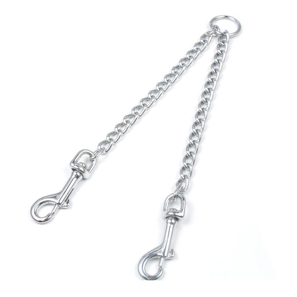 Collar Doble para Perro con Cadena de Aleación Cromada - Correa de Tracción Dual