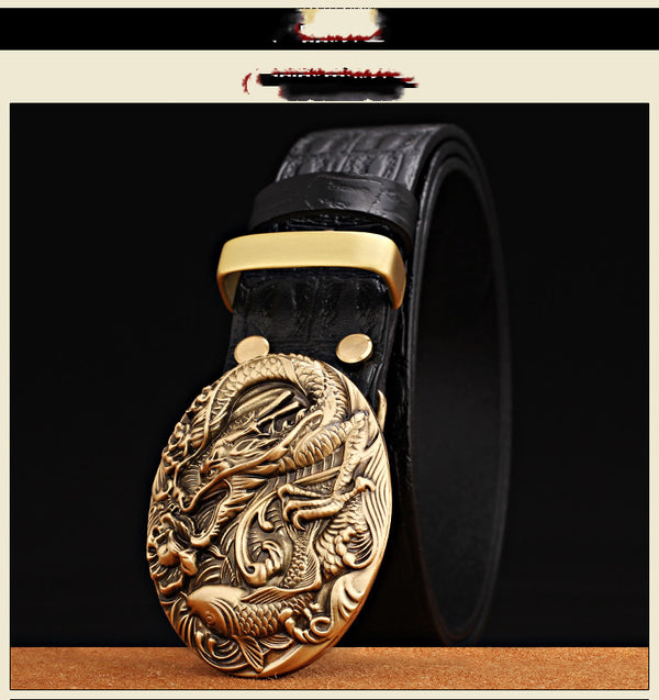 Cinturón de Cuero Casual con Hebilla Elegante - Estilo Retro Moderno
