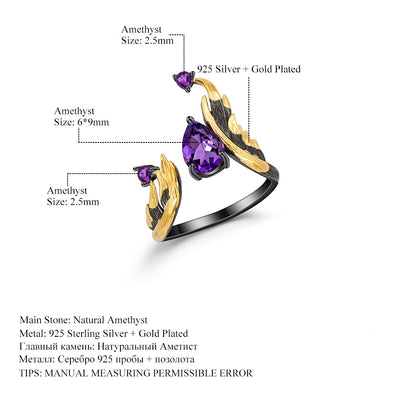 Anillo de Plata 925 con Amatista Engarzada