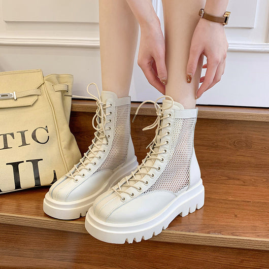 Botas Martin Transpirables de Malla Blanca con Suela Gruesa para Verano - Image 9