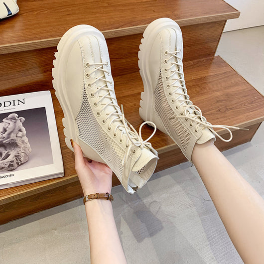 Botas Martin Transpirables de Malla Blanca con Suela Gruesa para Verano - Image 3