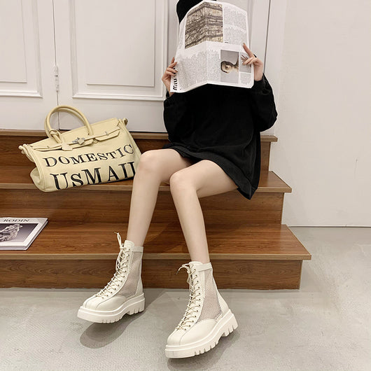Botas Martin Transpirables de Malla Blanca con Suela Gruesa para Verano - Image 5