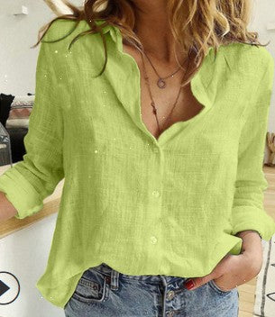 Camisa de Manga Larga con Solapa y Botones para Mujer - Image 6