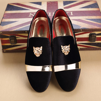 Mocasines de Cuero Nobuck para Hombre con Hebilla Dorada Cabeza de Tigre - Image 10