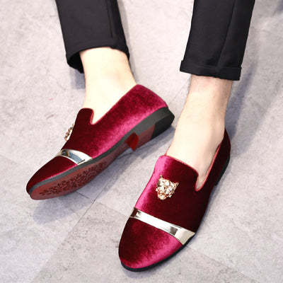 Mocasines de Cuero Nobuck para Hombre con Hebilla Dorada Cabeza de Tigre - Image 9