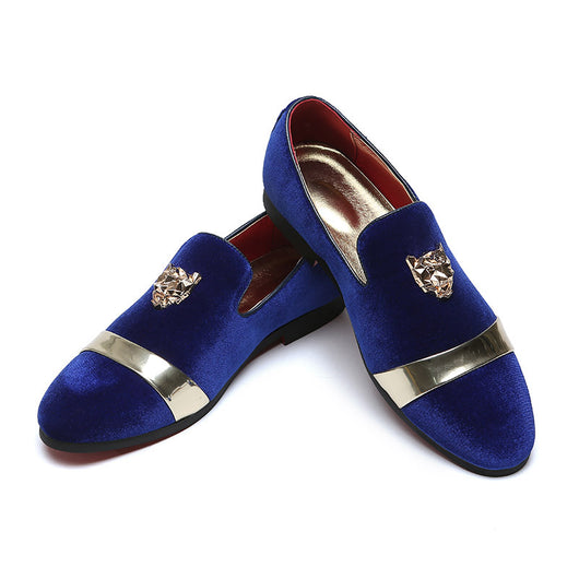 Mocasines de Cuero Nobuck para Hombre con Hebilla Dorada Cabeza de Tigre - Image 8