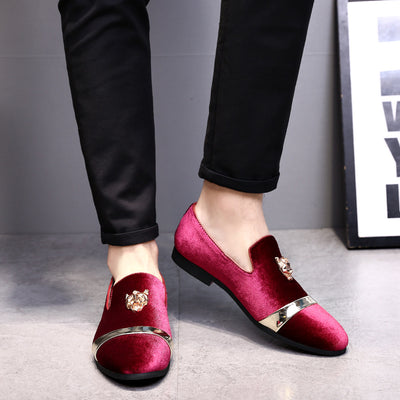 Mocasines de Cuero Nobuck para Hombre con Hebilla Dorada Cabeza de Tigre - Image 11