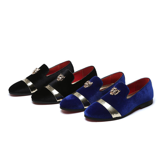 Mocasines de Cuero Nobuck para Hombre con Hebilla Dorada Cabeza de Tigre - Image 4