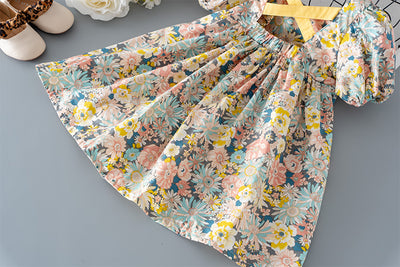 Vestido Infantil de Burbujas con Estampado Floral - Image 9