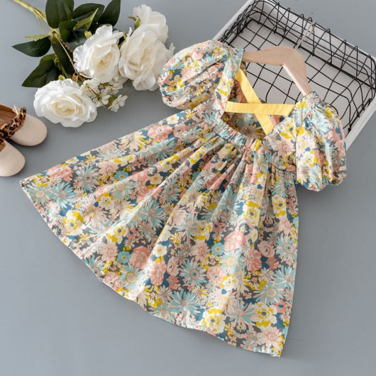 Vestido Infantil de Burbujas con Estampado Floral - Image 8