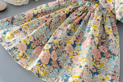 Vestido Infantil de Burbujas con Estampado Floral - Image 4