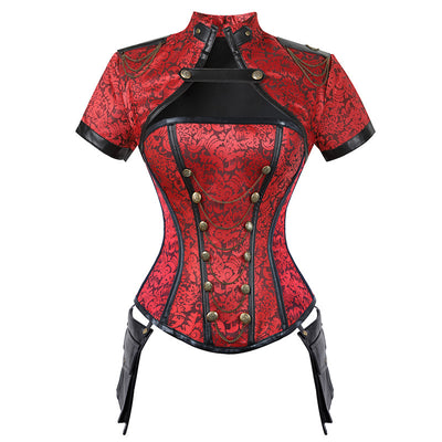 Corset Steampunk Sexy con Chal - Top Punk Gótico para Mujer