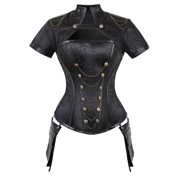 Corset Steampunk Sexy con Chal - Top Punk Gótico para Mujer