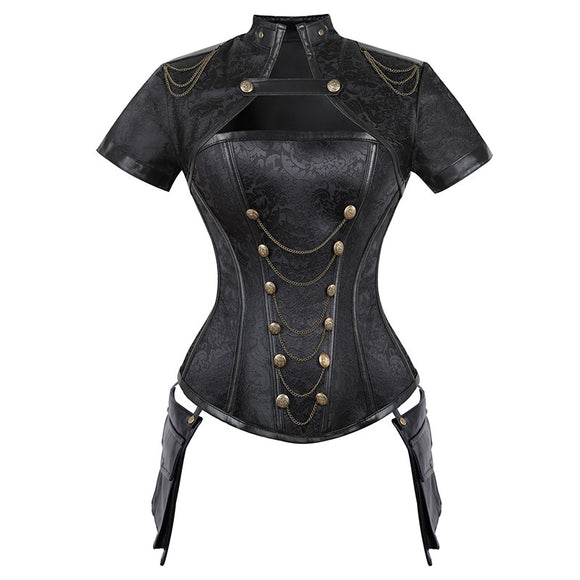 Corset Steampunk Sexy con Chal - Top Punk Gótico para Mujer
