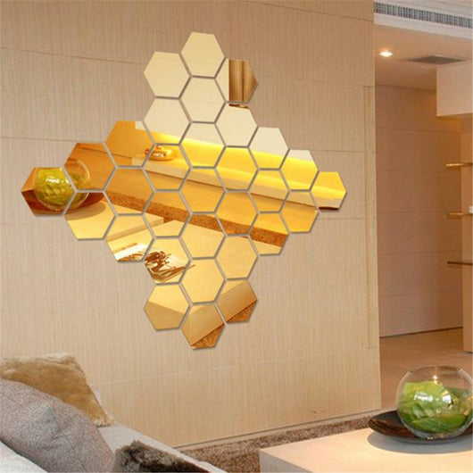Espejo Hexagonal Acrílico 3D - Adhesivo Decorativo de Pared con Efecto Cristal - Image 3