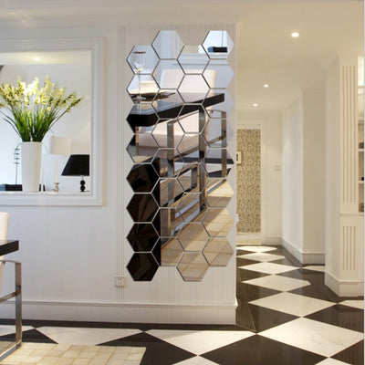 Espejo Hexagonal Acrílico 3D - Adhesivo Decorativo de Pared con Efecto Cristal - Image 2