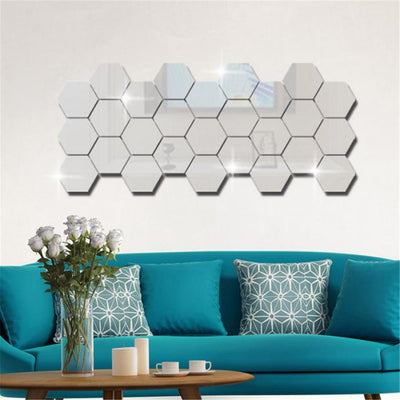 Espejo Hexagonal Acrílico 3D - Adhesivo Decorativo de Pared con Efecto Cristal - Image 4