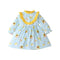 Vestido Largo Princesa Niña con Estampado de Girasoles y Manga Larga