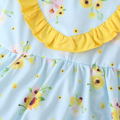 Vestido Largo Princesa Niña con Estampado de Girasoles y Manga Larga - Image 3